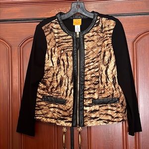Ruby Rd. Quilted Animal Print Full Zipper Jacket Size 8P